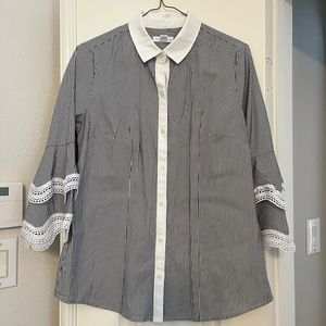 EUC Charter Club lace sleeve black stripe